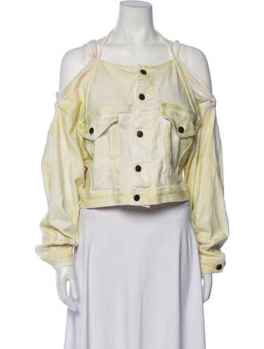 Ottolinger Denim Jacket Neutrals Printed Distress… - image 1