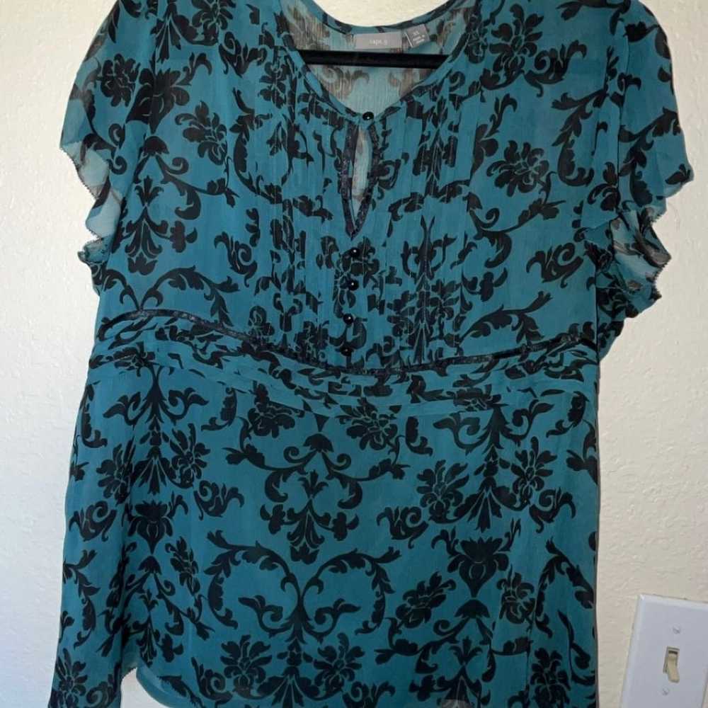 Vintage Apt. 9 Teal & Black Short Sleeve Lightwei… - image 2