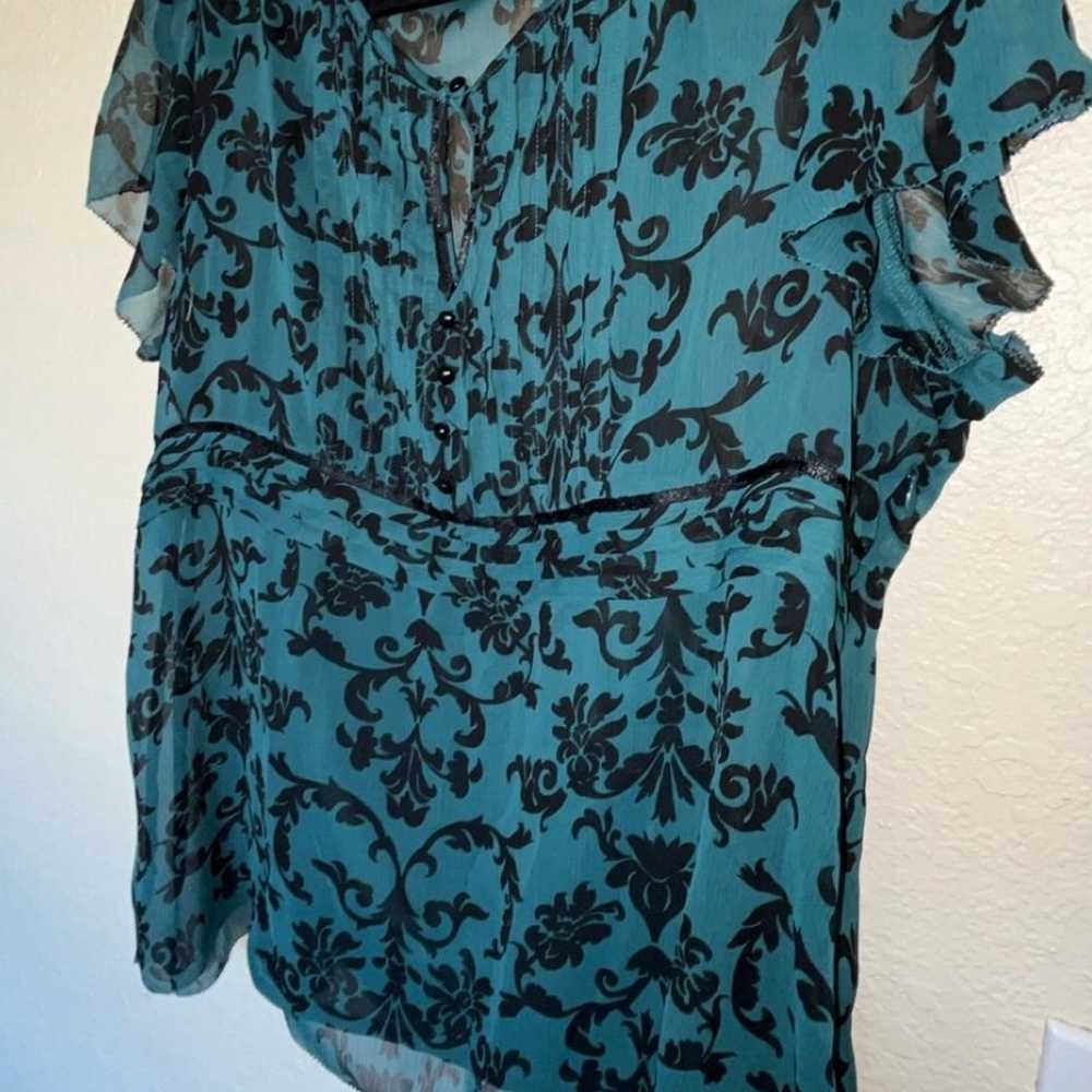 Vintage Apt. 9 Teal & Black Short Sleeve Lightwei… - image 3