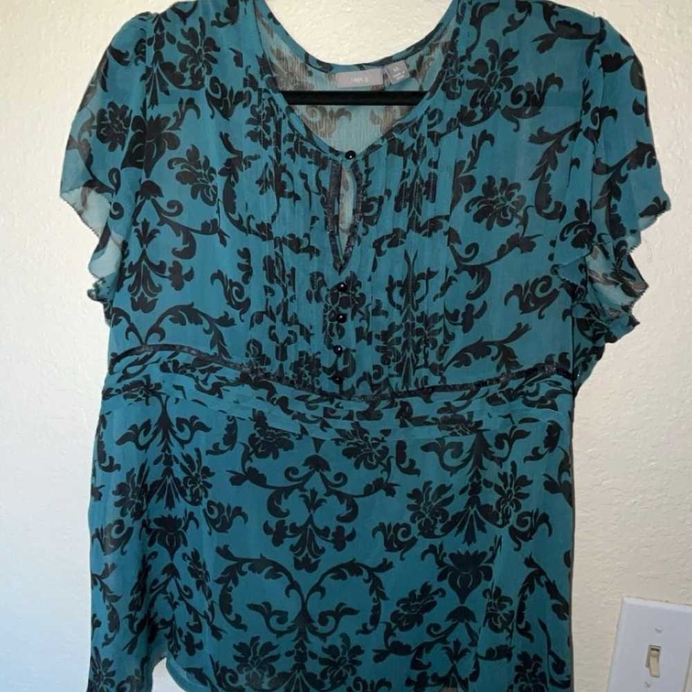 Vintage Apt. 9 Teal & Black Short Sleeve Lightwei… - image 4