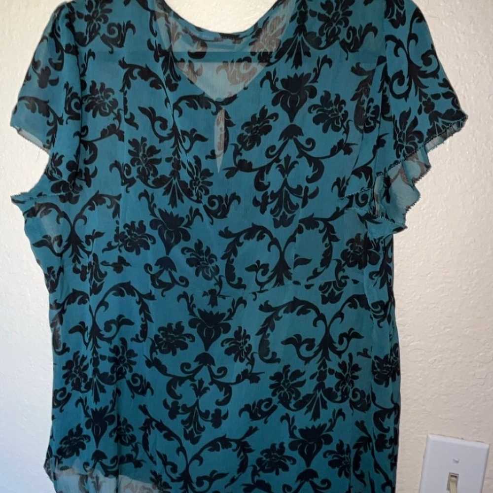 Vintage Apt. 9 Teal & Black Short Sleeve Lightwei… - image 5