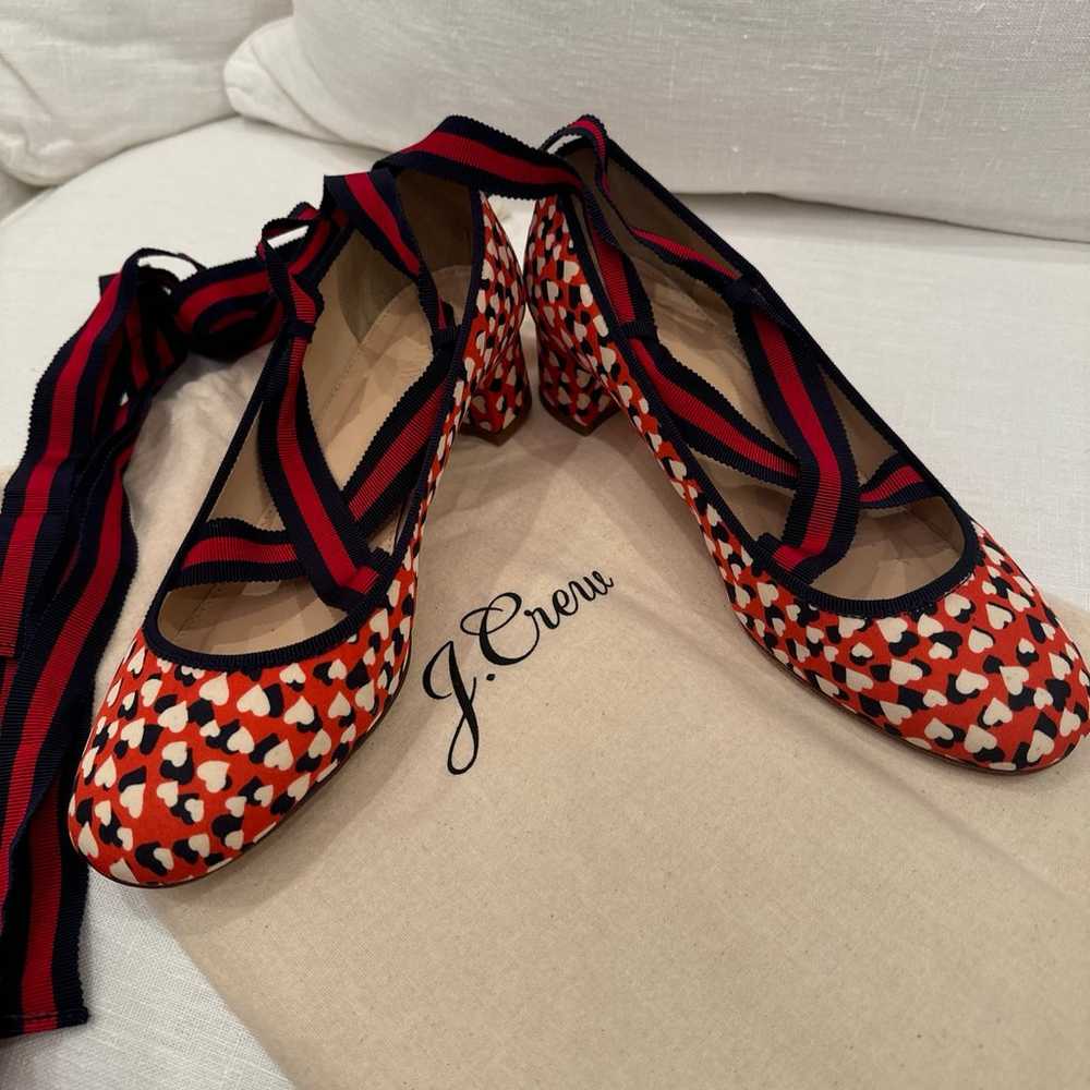 JCrew silk red heart print shoes - image 11