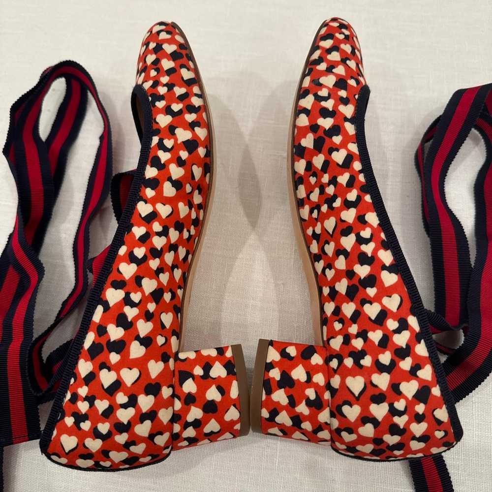 JCrew silk red heart print shoes - image 12