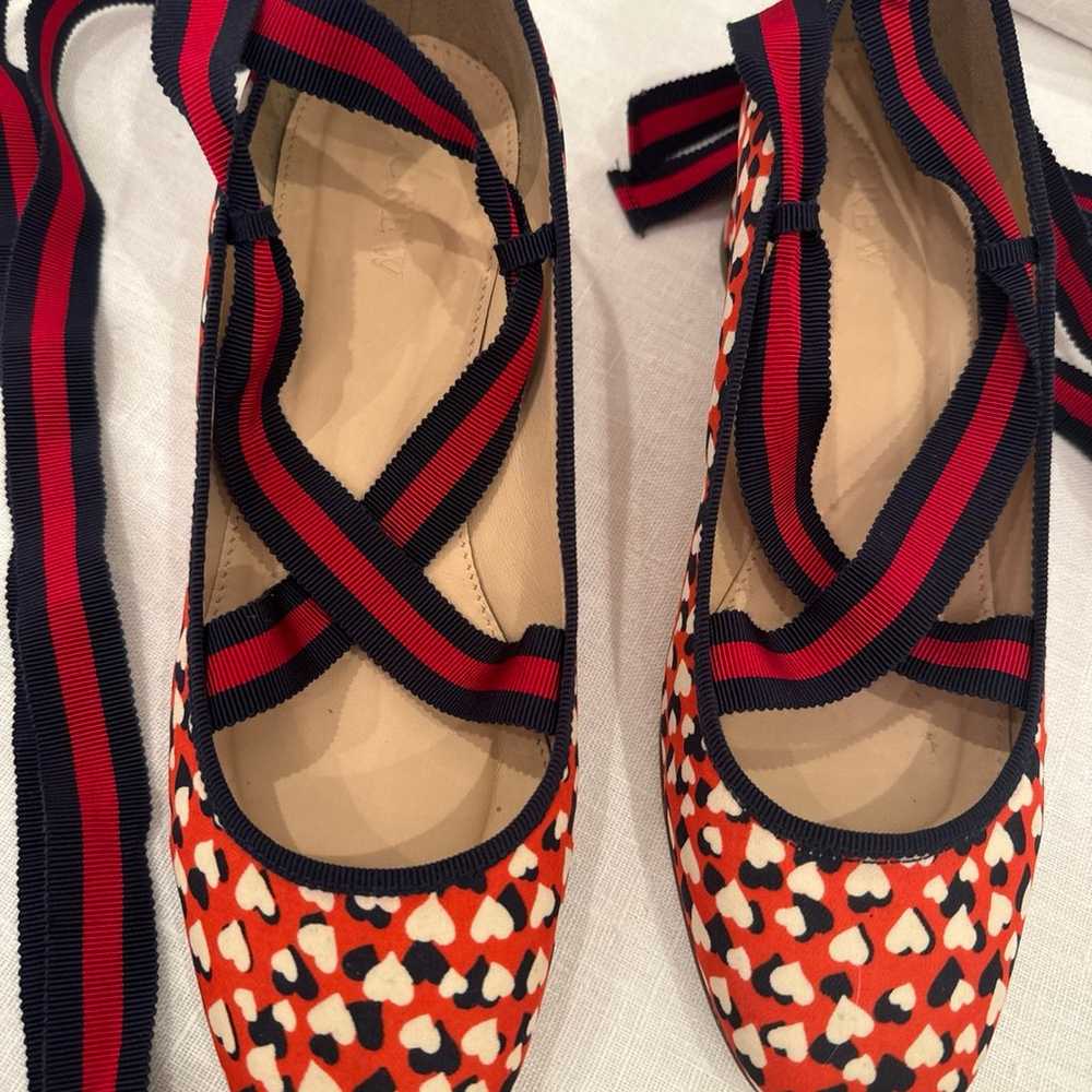 JCrew silk red heart print shoes - image 3