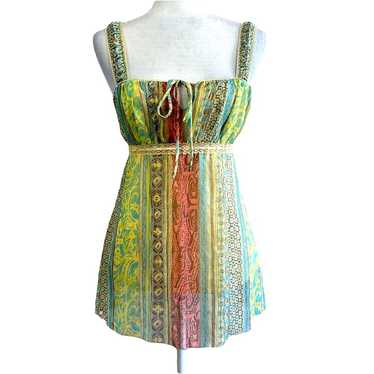 Jordache Vintage Y2K Green Boho Paisley Fairy Top