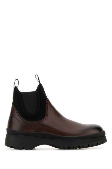 Prada Brown Leather Ankle Boots