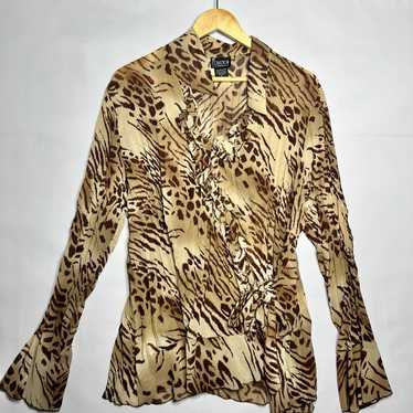 Cheetah tiger print y2k flare arm top - image 1