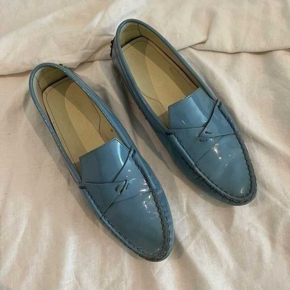 Tod’s Sky Blue Patient Leather Pointed Toe Womens… - image 3