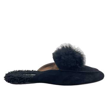 Aquazzura Foxy Mules Pom Pom Suede Shearling Black