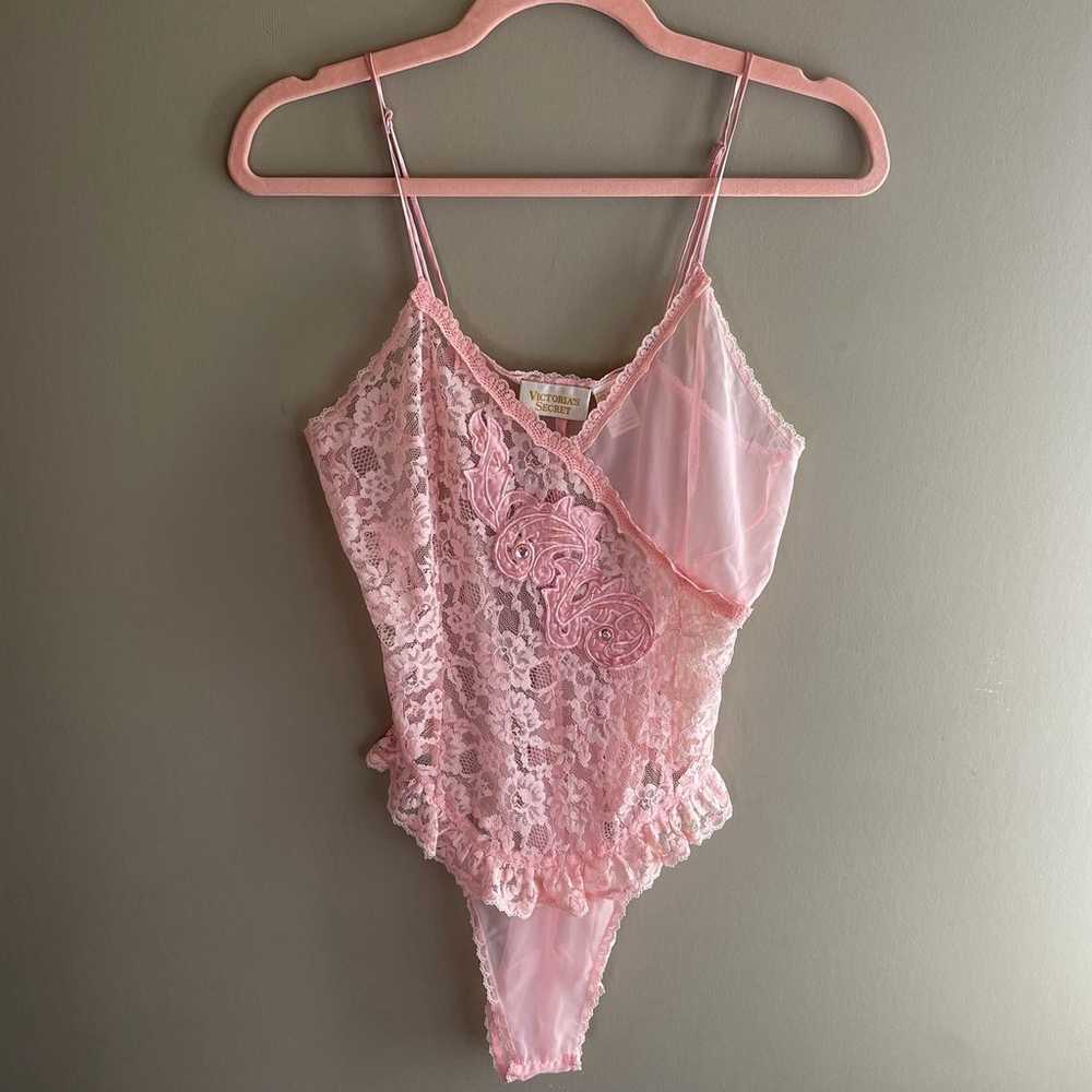 Vintage 80s Victorias Secret Coquette Laced Bodys… - image 1