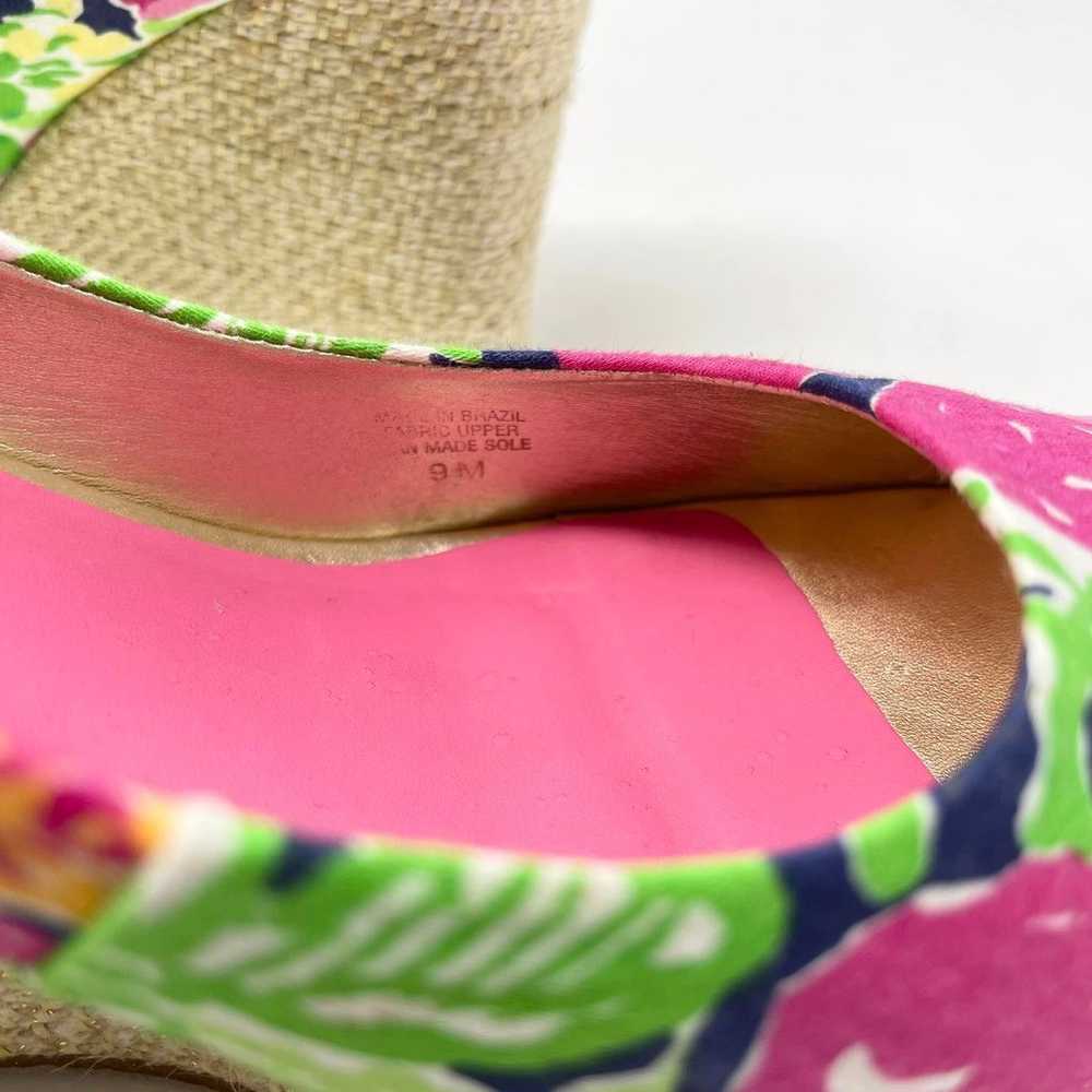 Lilly Pulitzer Navy Green Pink Floral Peep Toe We… - image 9