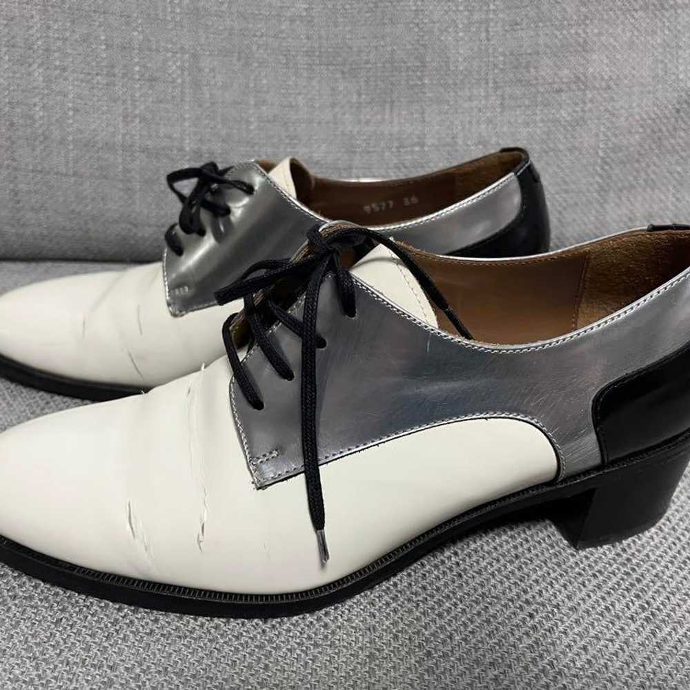 Pertini Plain Toe Bicolor Lace-up Loafers Made in… - image 7