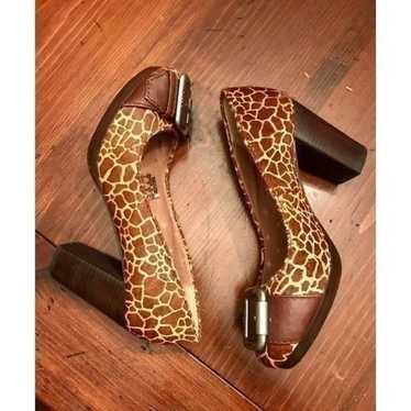 Fossil Pony Hair Giraffe Print Heels - image 1