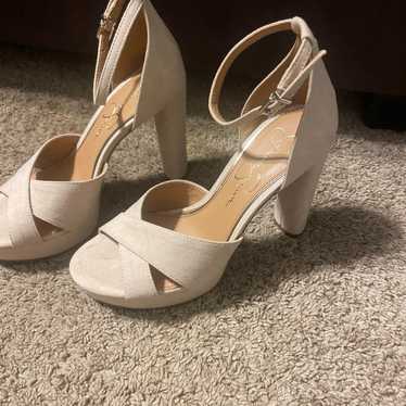 Jessica Simpson microsuede beige heels size 7 - image 1