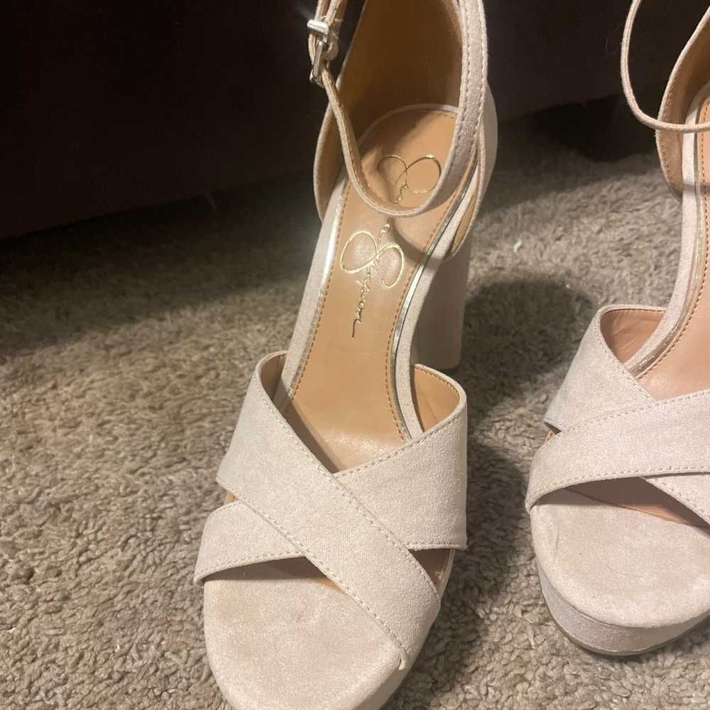 Jessica Simpson microsuede beige heels size 7 - image 2