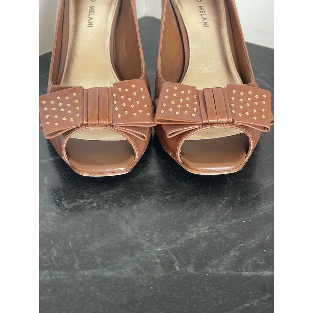 Antonio Melani Studed Bow brown  Peep Toe leather… - image 5