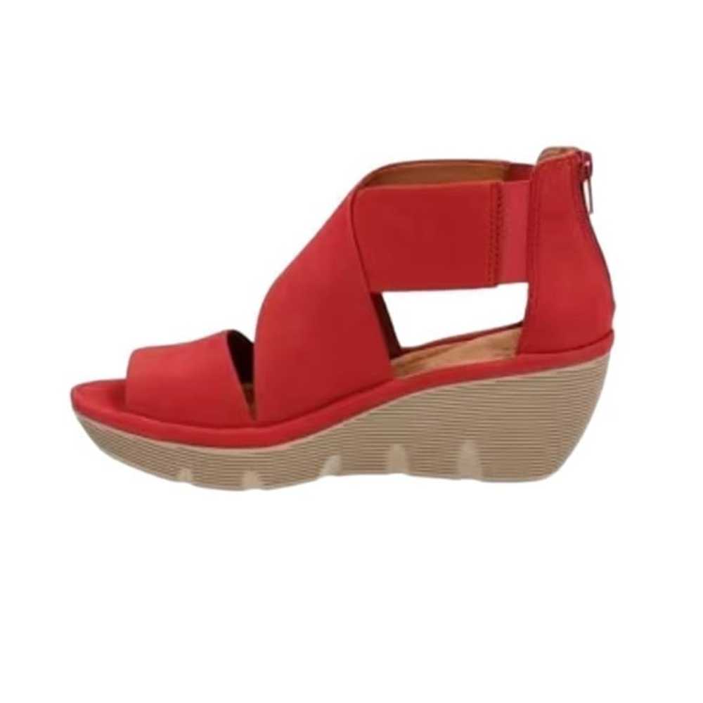 Clarks Clarene Red Glamor Wedge Sandal Size 10 - image 1