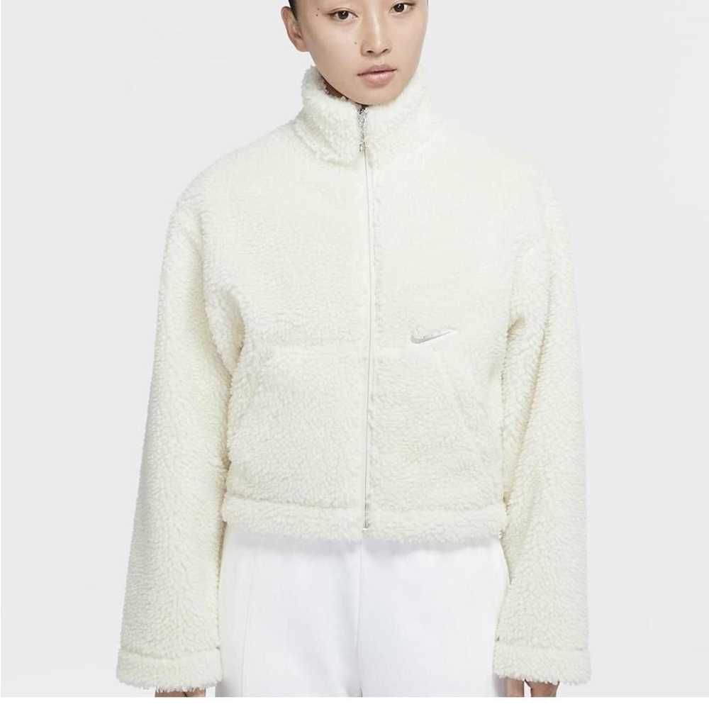 Nike white nike sportswear swoosh sherpa jacket - image 5