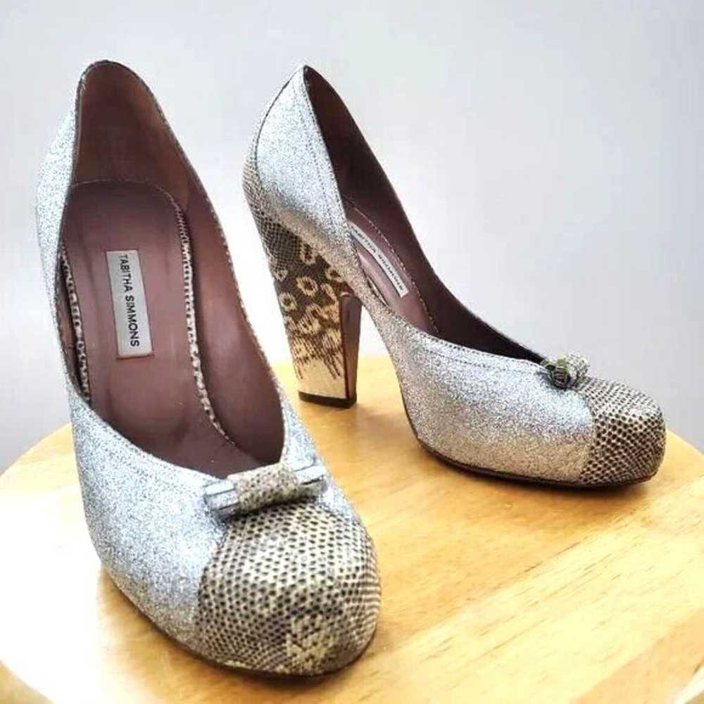 Tabitha Simmons Heels Size 37.5 / 7 Snake + Glitt… - image 2