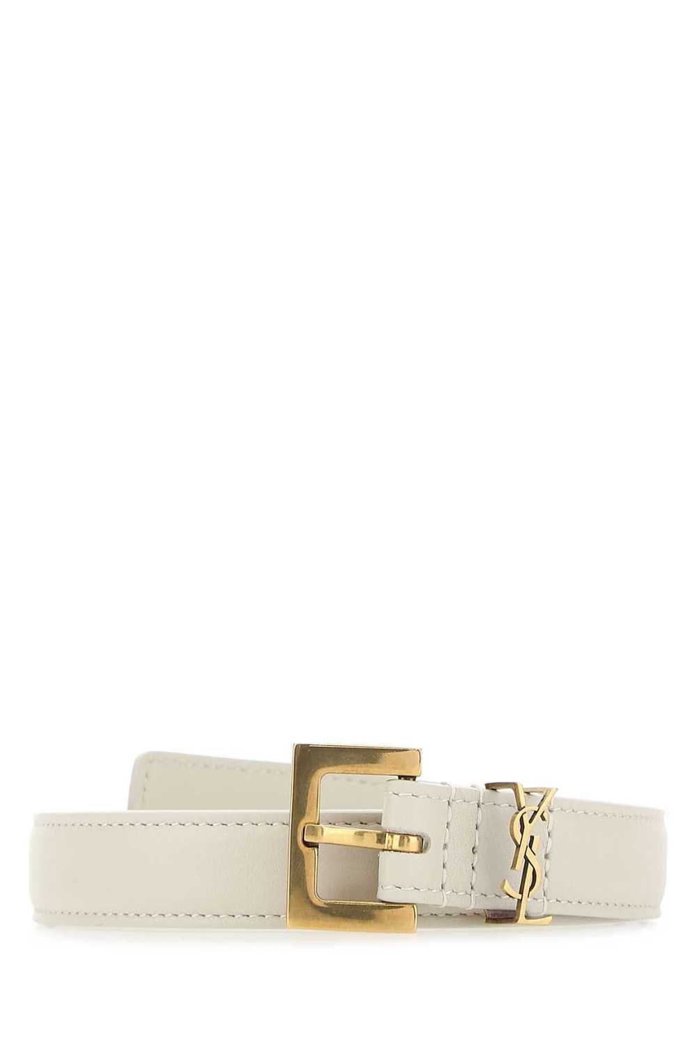 Saint Laurent Paris White Leather Belt - image 1