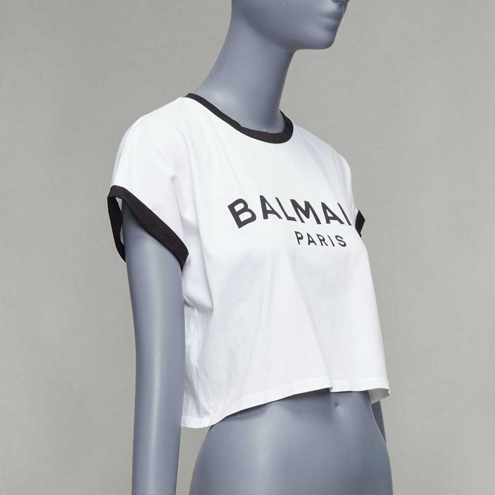 Balmain BALMAIN white cotton black big logo cropp… - image 3