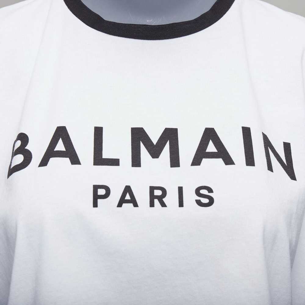 Balmain BALMAIN white cotton black big logo cropp… - image 7