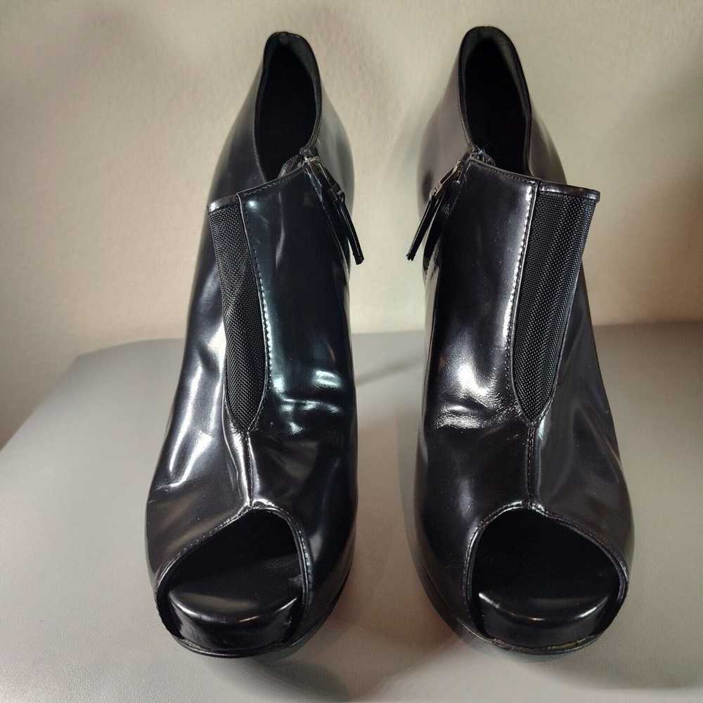 Fendi Solid Black Patent Leather Bootie Peep Toe … - image 3