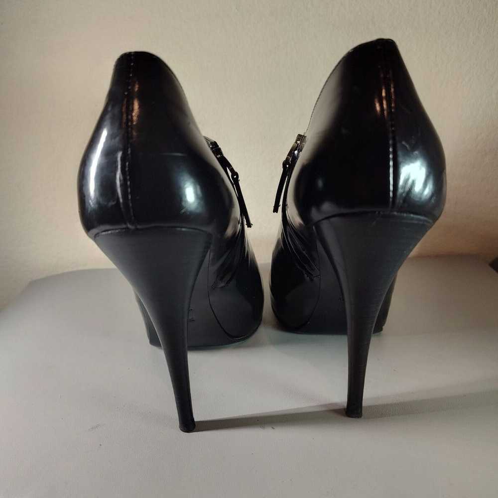 Fendi Solid Black Patent Leather Bootie Peep Toe … - image 4