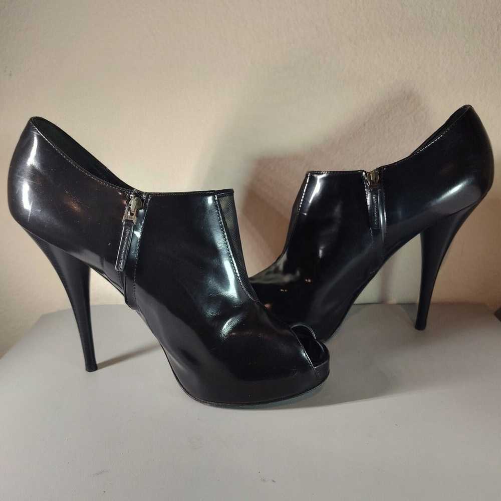 Fendi Solid Black Patent Leather Bootie Peep Toe … - image 6