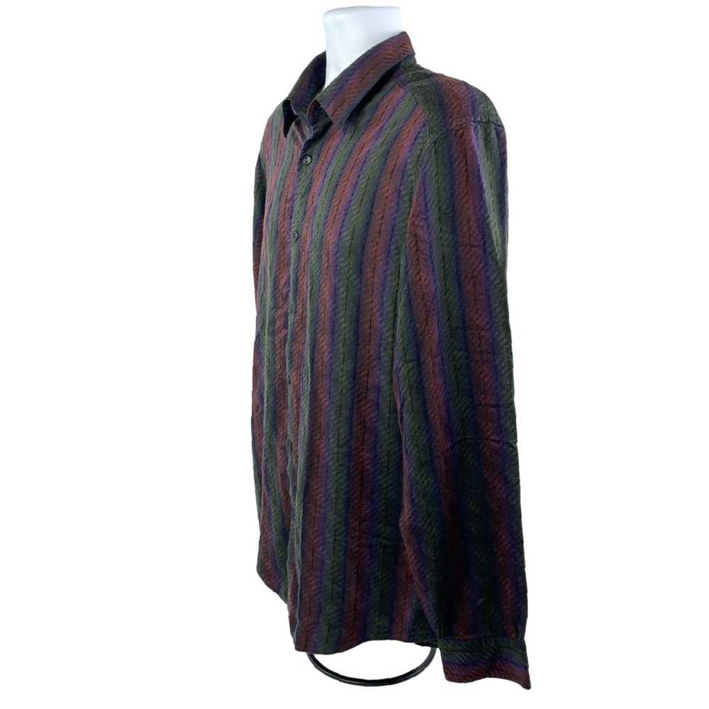 Vintage Mens XL Long Sleeve Geometric Striped Shi… - image 2