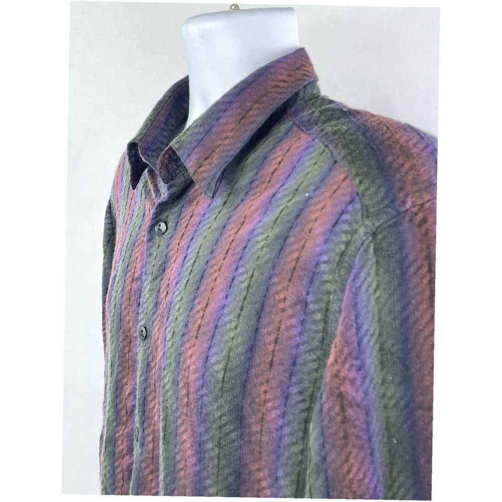 Vintage Mens XL Long Sleeve Geometric Striped Shi… - image 4