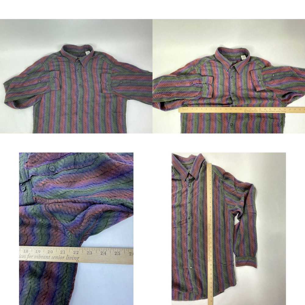 Vintage Mens XL Long Sleeve Geometric Striped Shi… - image 8