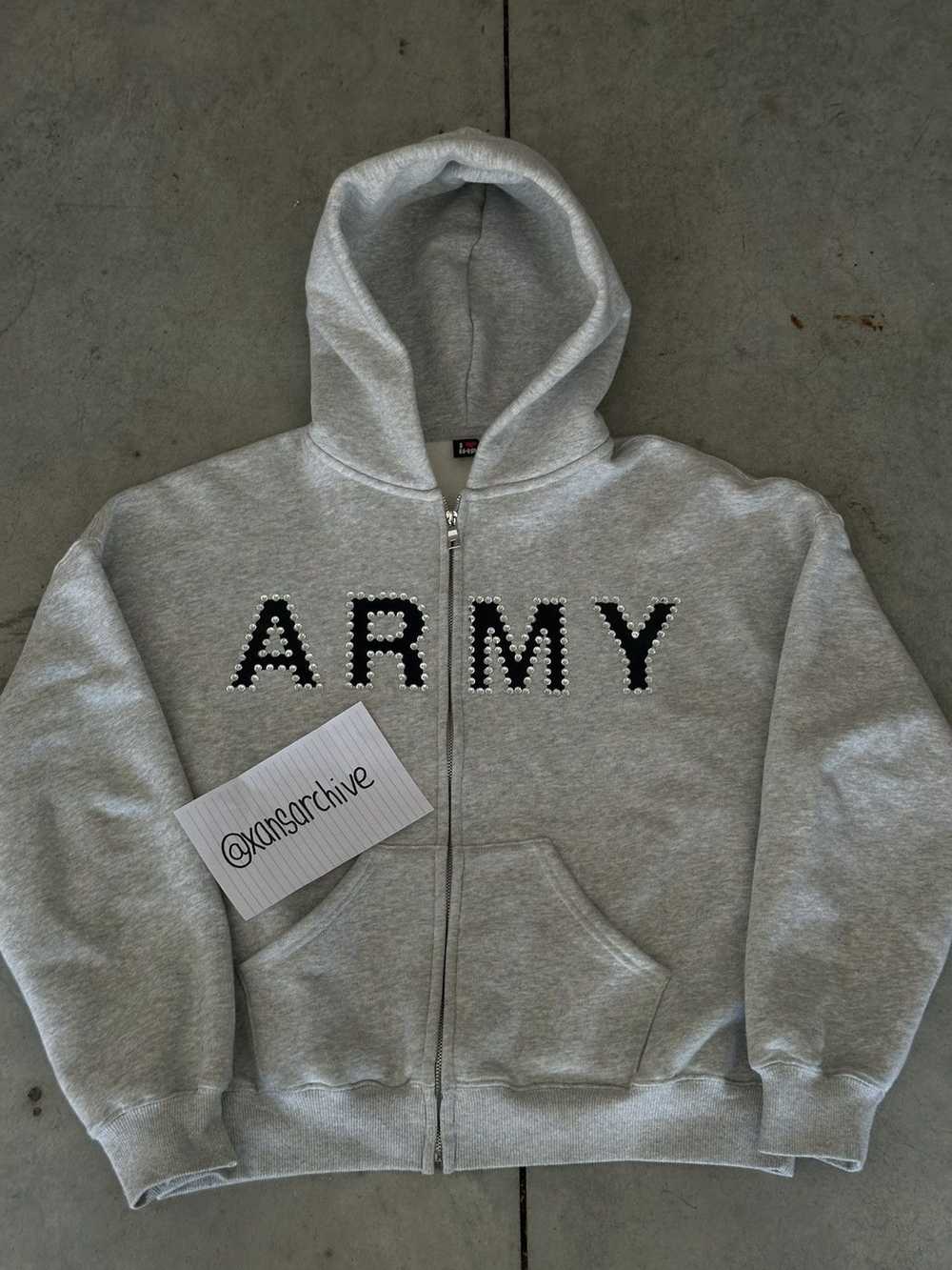 Other Grey Army Rhinestone Hoodie - image 1