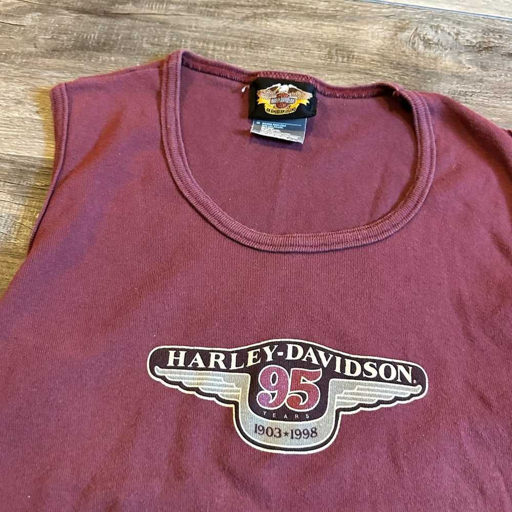 Vintage 90s '98 Maroon Harley Davidson 95 Year An… - image 3