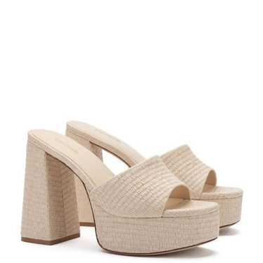 Larroude The Dolly Platform Mule In Natural Raffi… - image 1