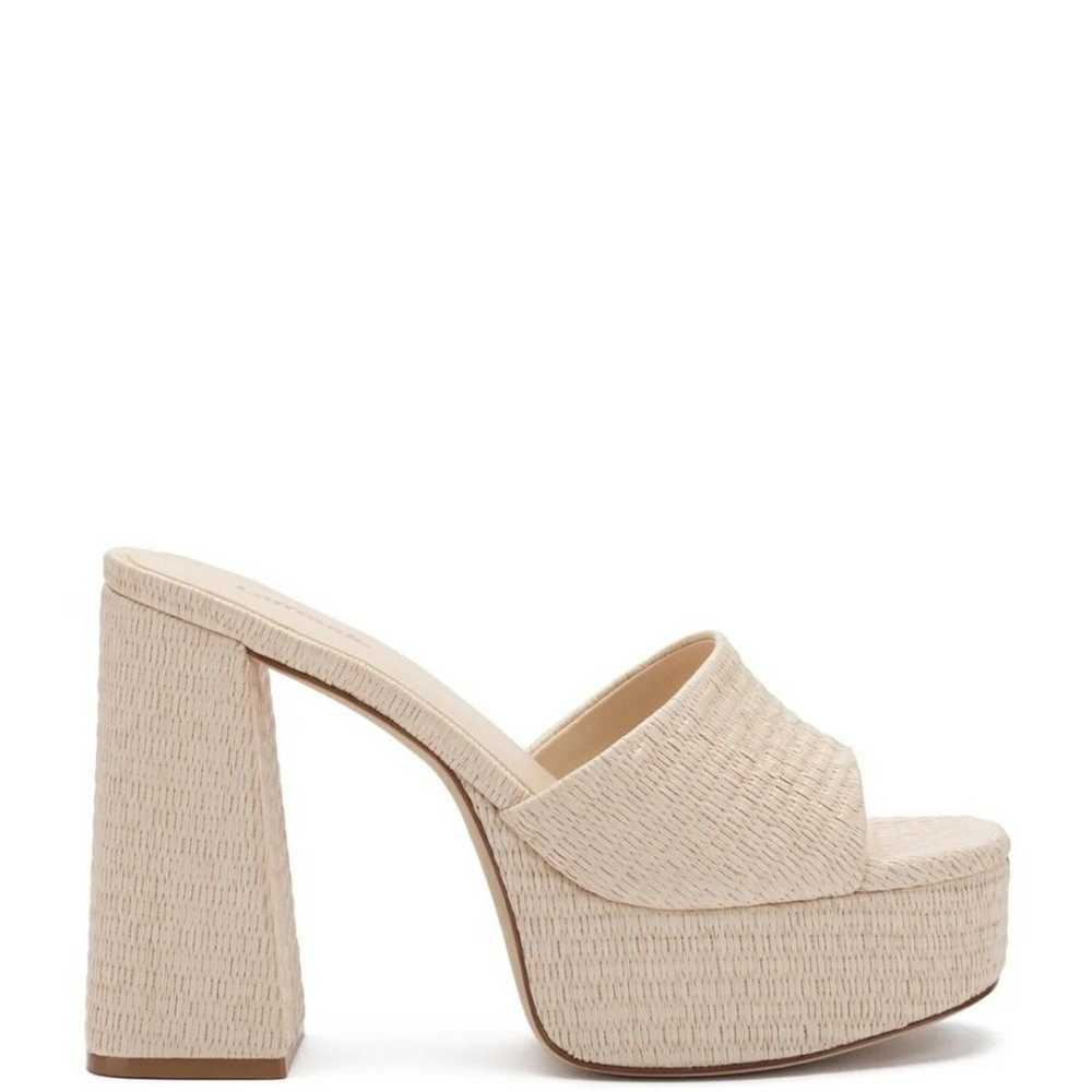 Larroude The Dolly Platform Mule In Natural Raffi… - image 2