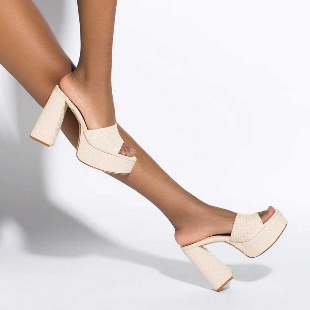 Larroude The Dolly Platform Mule In Natural Raffi… - image 4