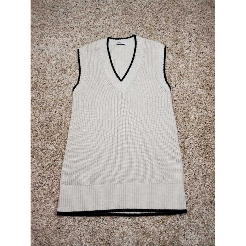 Vintage Ivory Merino Wool Sleeveless V Neck Babat… - image 1