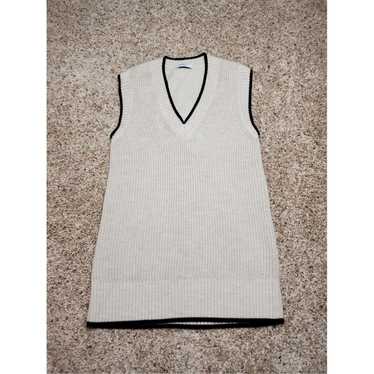 Vintage Ivory Merino Wool Sleeveless V Neck Babat… - image 1