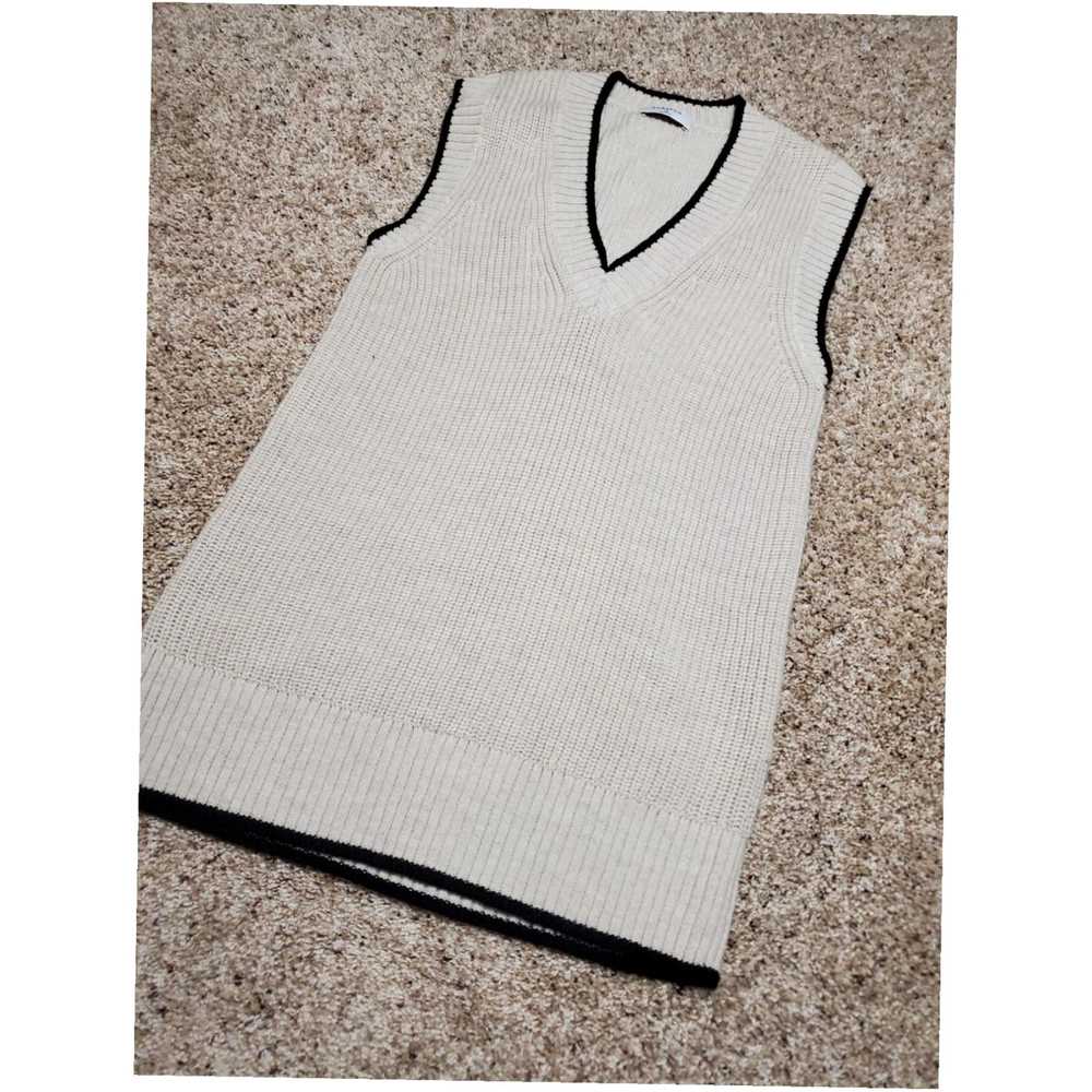 Vintage Ivory Merino Wool Sleeveless V Neck Babat… - image 2