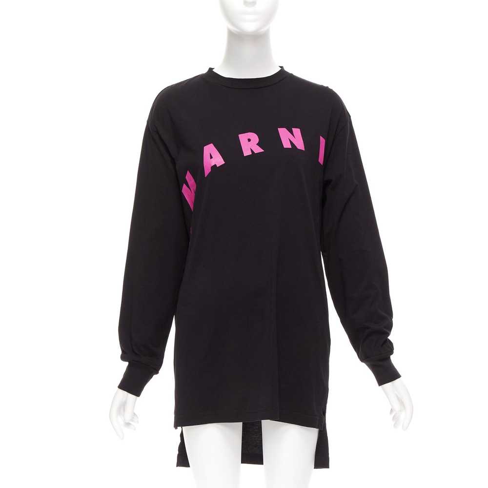 Marni MARNI black pink logo print long sleeve cre… - image 1