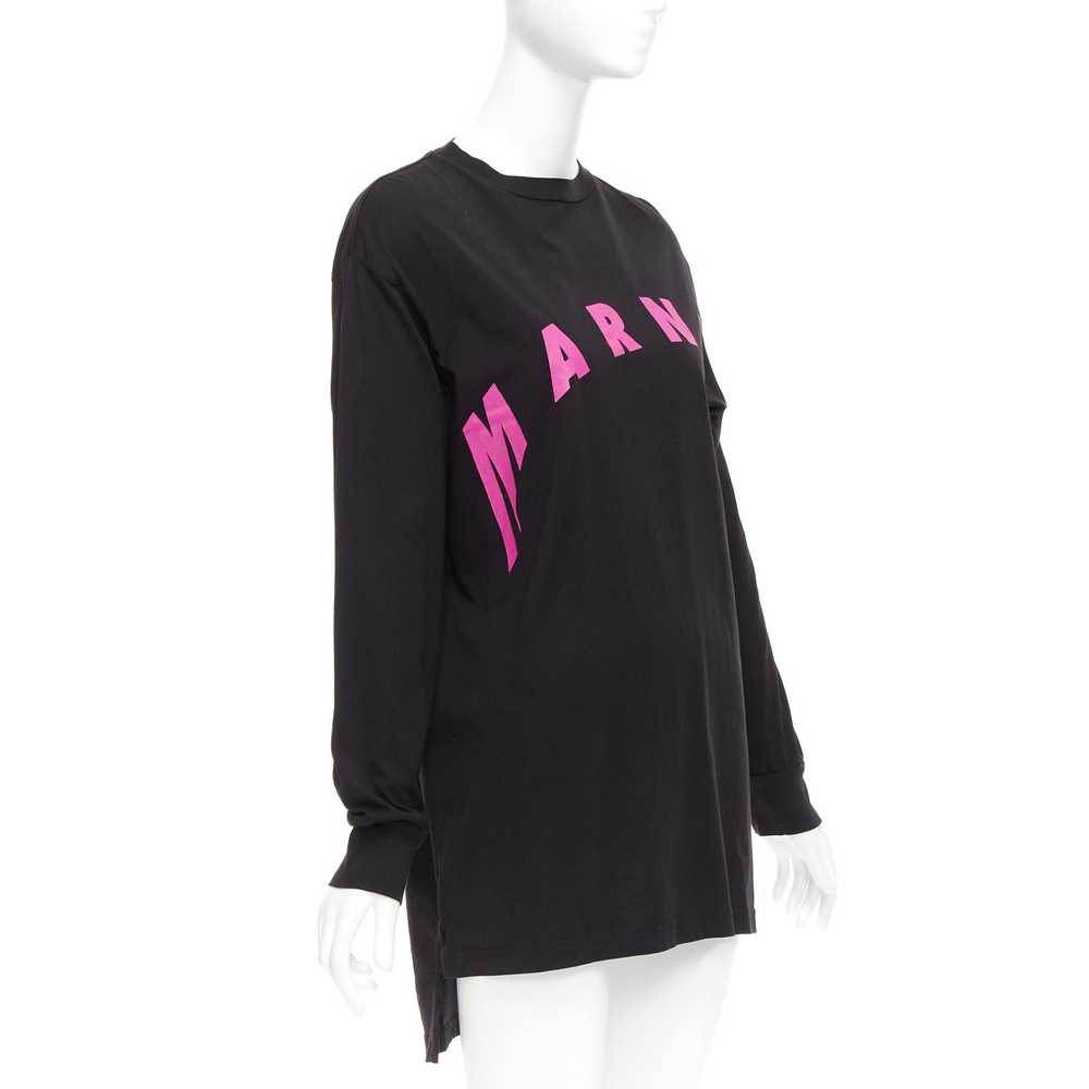 Marni MARNI black pink logo print long sleeve cre… - image 3