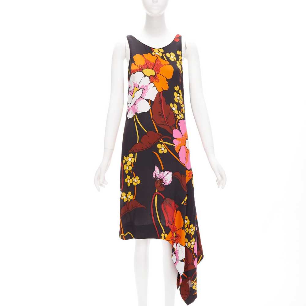 Marni MARNI black oversied floral print drape han… - image 1