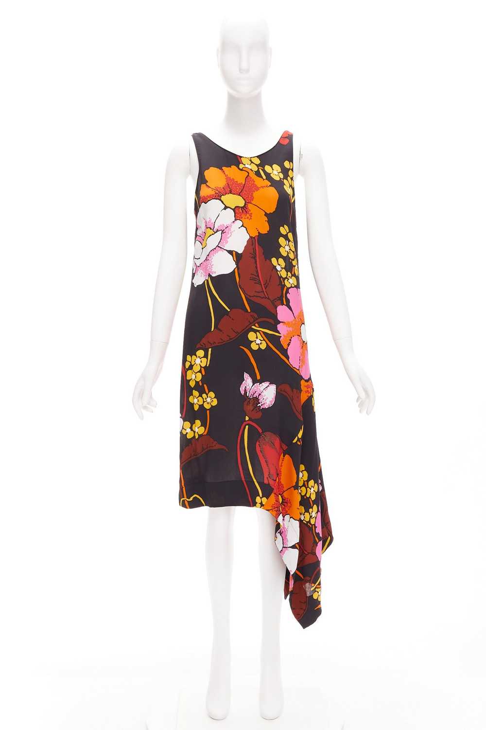 Marni MARNI black oversied floral print drape han… - image 9