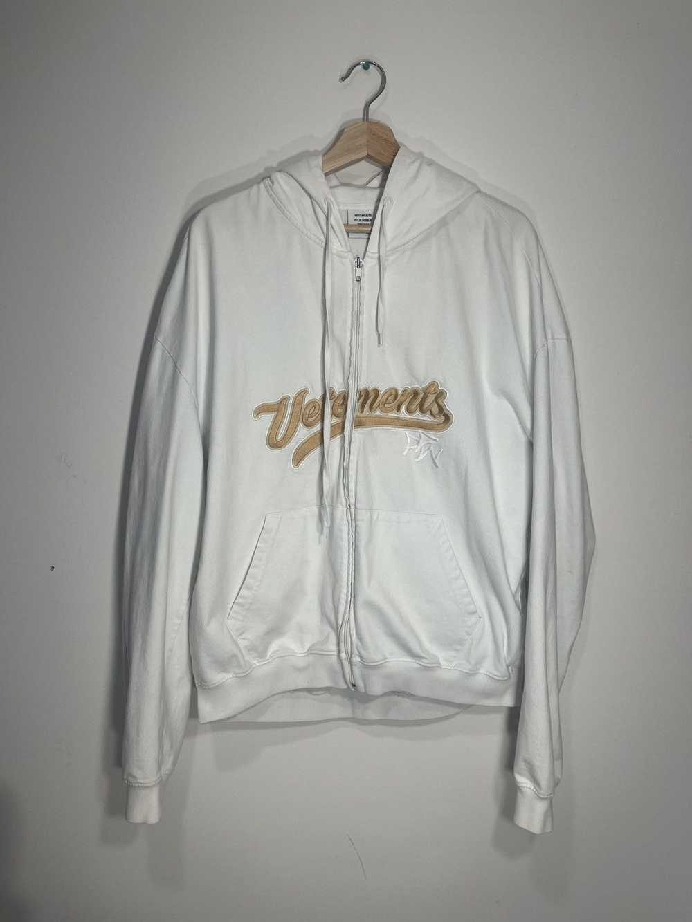 Vetements Vetements white baseball zip up hoodie - image 1