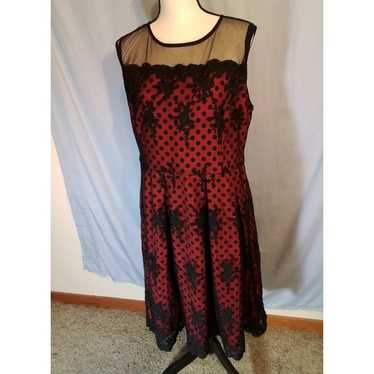 Miusol Red and Black Fit and Flare Dress