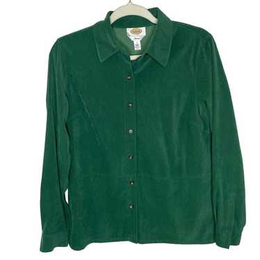 Vintage Talbots Stretch Green Button Up Shirt wom… - image 1