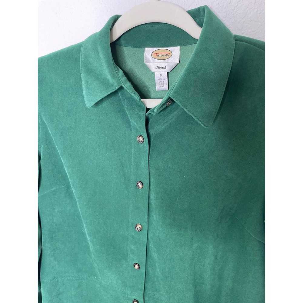 Vintage Talbots Stretch Green Button Up Shirt wom… - image 4