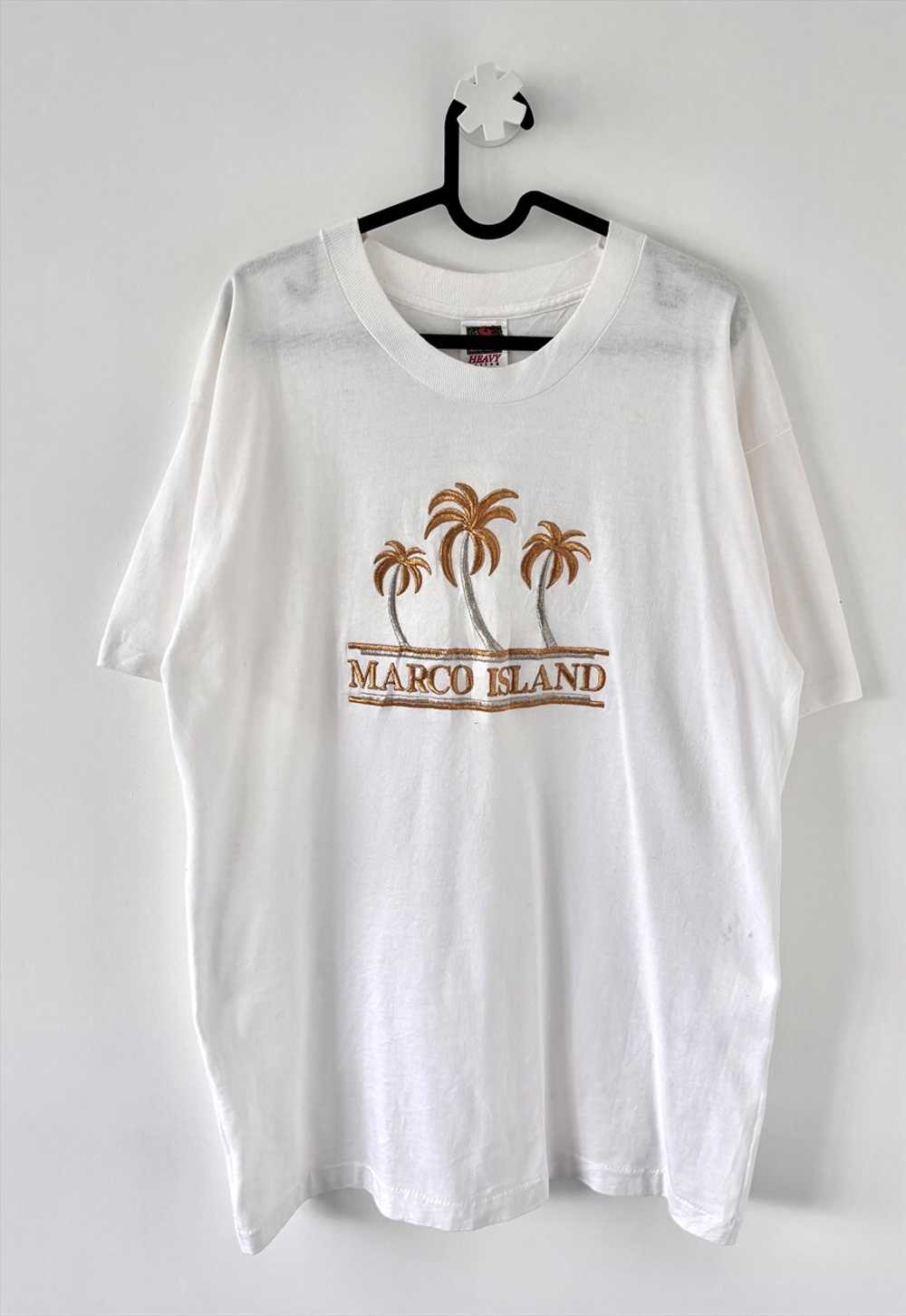 Vintage Marco island white embroidered T-shirt la… - image 1