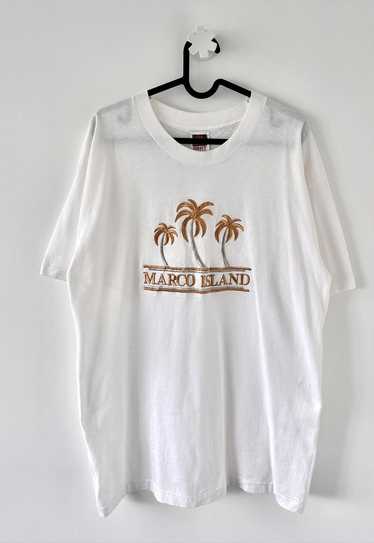 Vintage Marco island white embroidered T-shirt la… - image 1